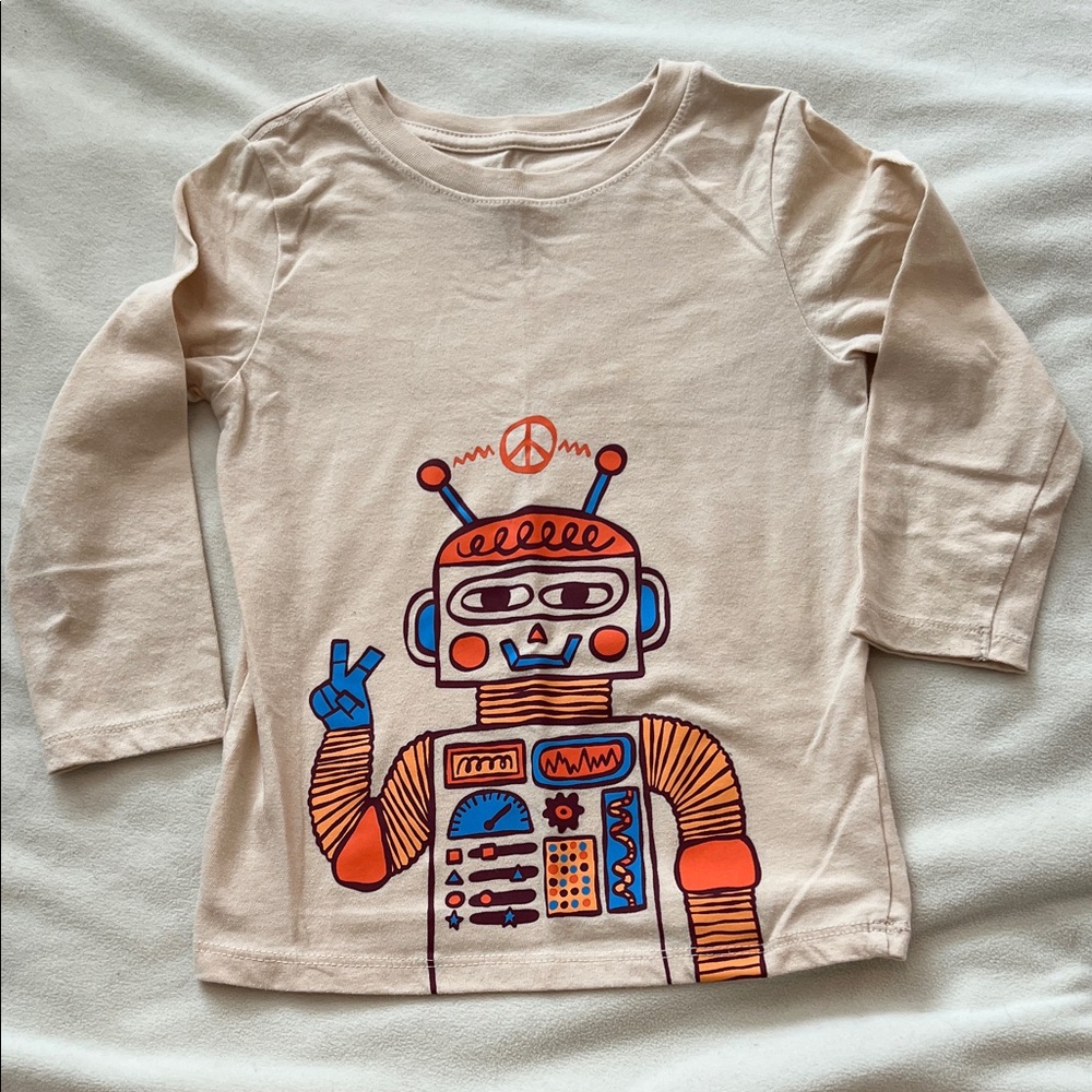 Cat & Jack Cream Robot Graphic Long Sleeve Tee
